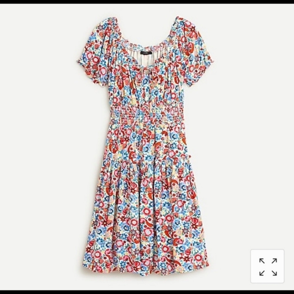 J.Crew Smocked Waist Dress in Farmers Market